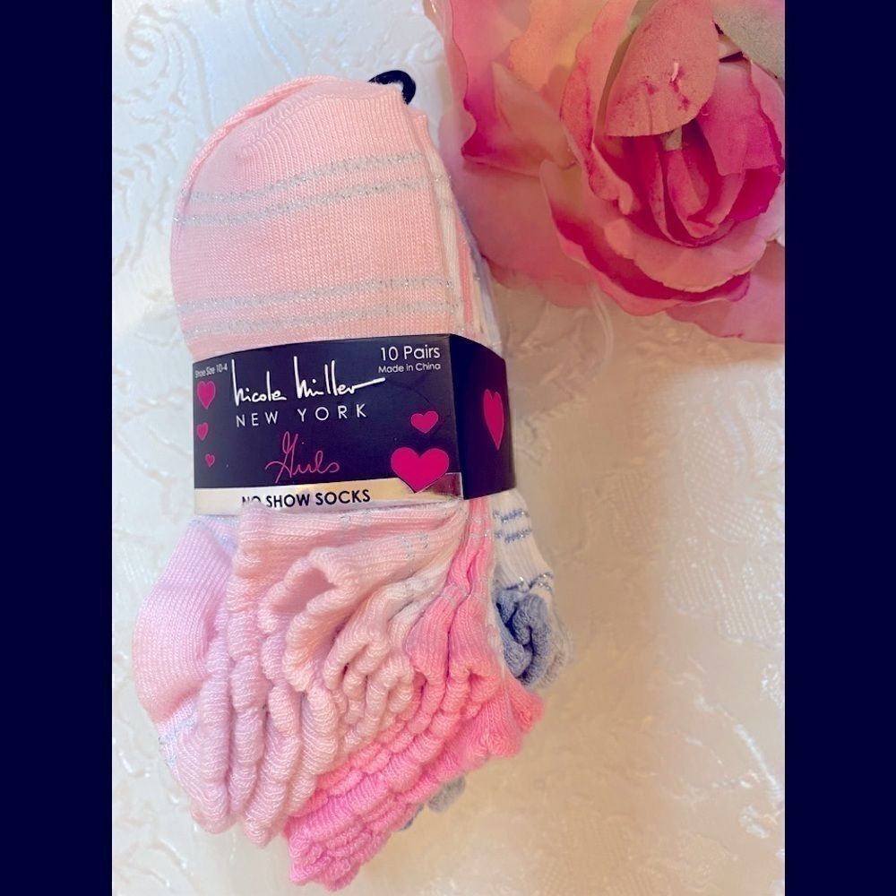 🌺Nicole Miller Girls Ankle Socks 10 pairs